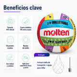 Balón de Vóleibol Molten Love-Volley N°5 con Malla y Aguja