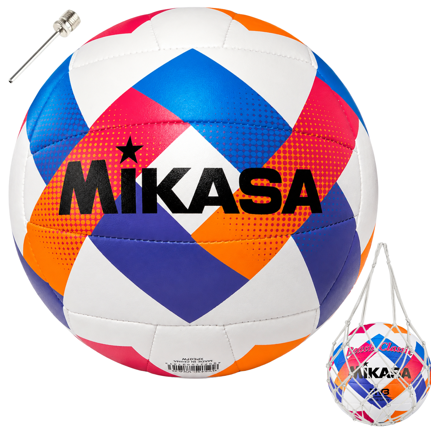 Balón de Vóleibol Playa Mikasa Beach Classic N°5 Blanco Azul Rosado
