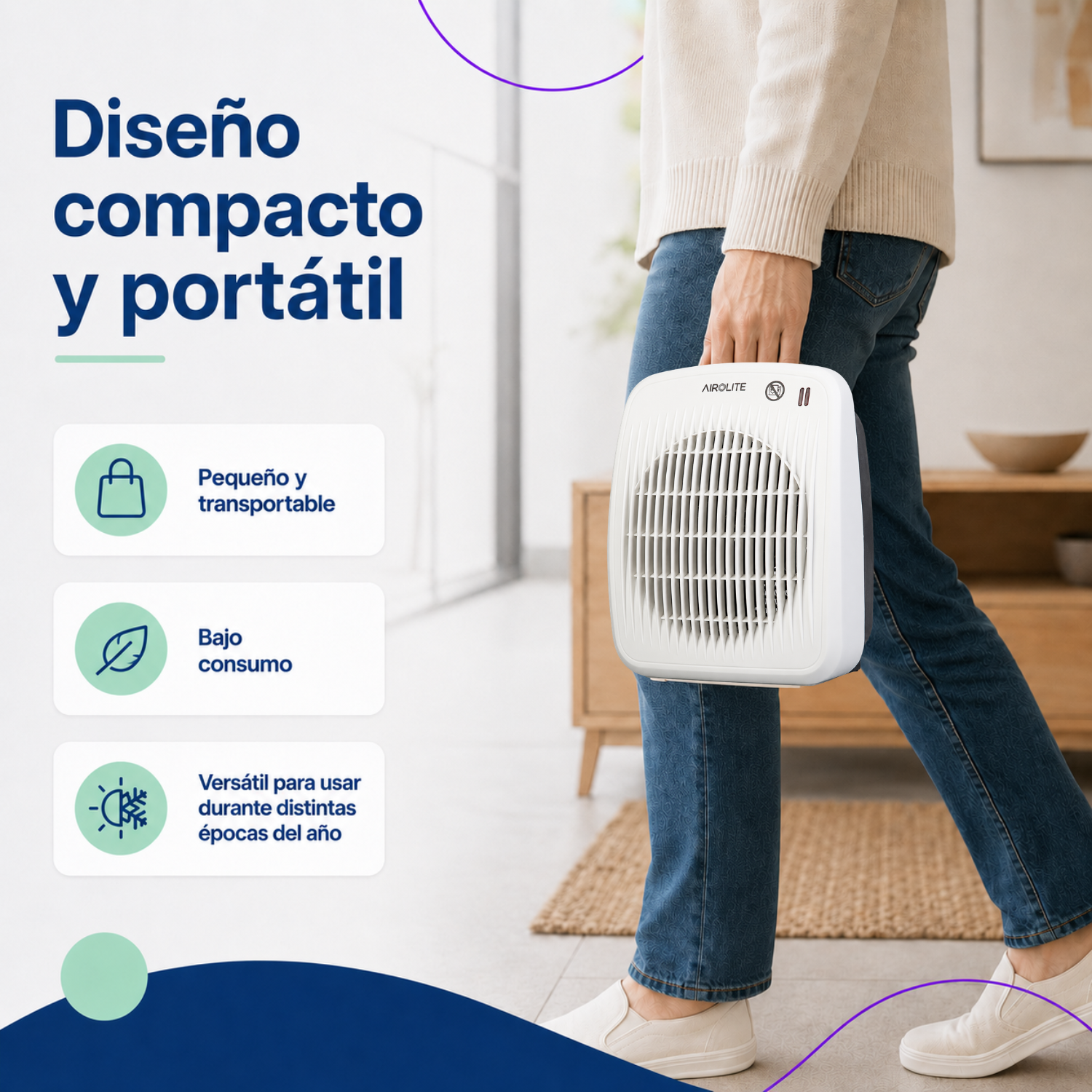 Termoventilador Airolite HT 2018 2000W Apto para Baño IP21