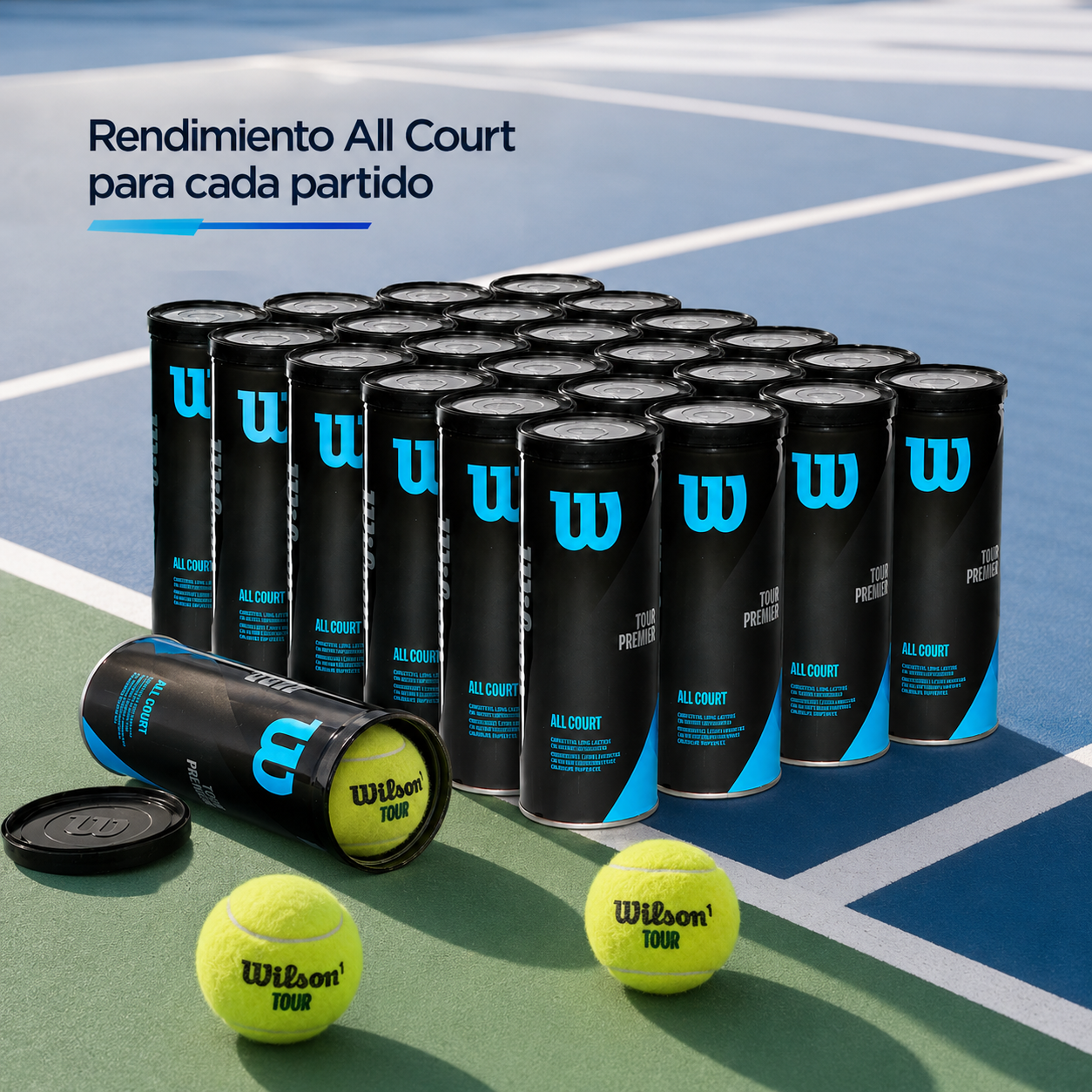 Pack Pelotas de Tenis Wilson Tour Premier All Court 24 Tarros 72 Unidades