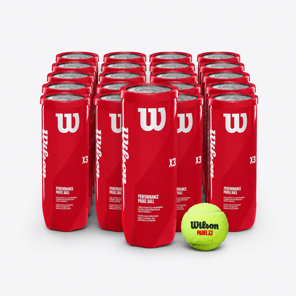 Pack Pelotas de Pádel Wilson X3 Performance 24 Tarros 72 Unidades