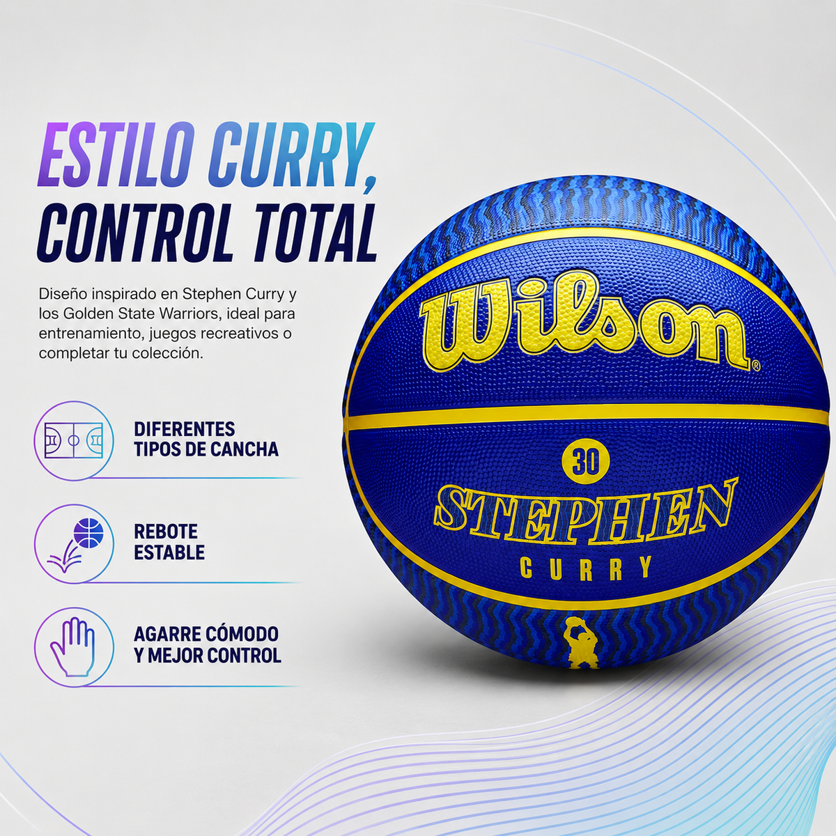 Balón de Básquetbol Wilson NBA Icon Stephen Curry N°7