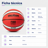 Balón de Básquetbol Molten BG2000 N°6 Outdoor de Goma Naranja