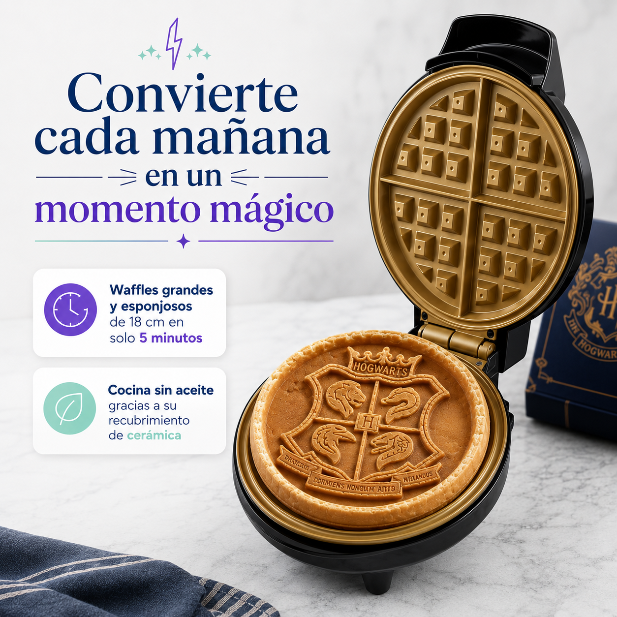 Wafflera Blanik Harry Potter BWHP099 700W con Recubrimiento Cerámico