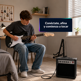 Pack Guitarra Eléctrica Mercury Stratocaster con Amplificador 15W y Accesorios | Negra
