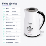 Hervidor Eléctrico Sindelen HA-2660BL 1,7 Litros con Termómetro Blanco