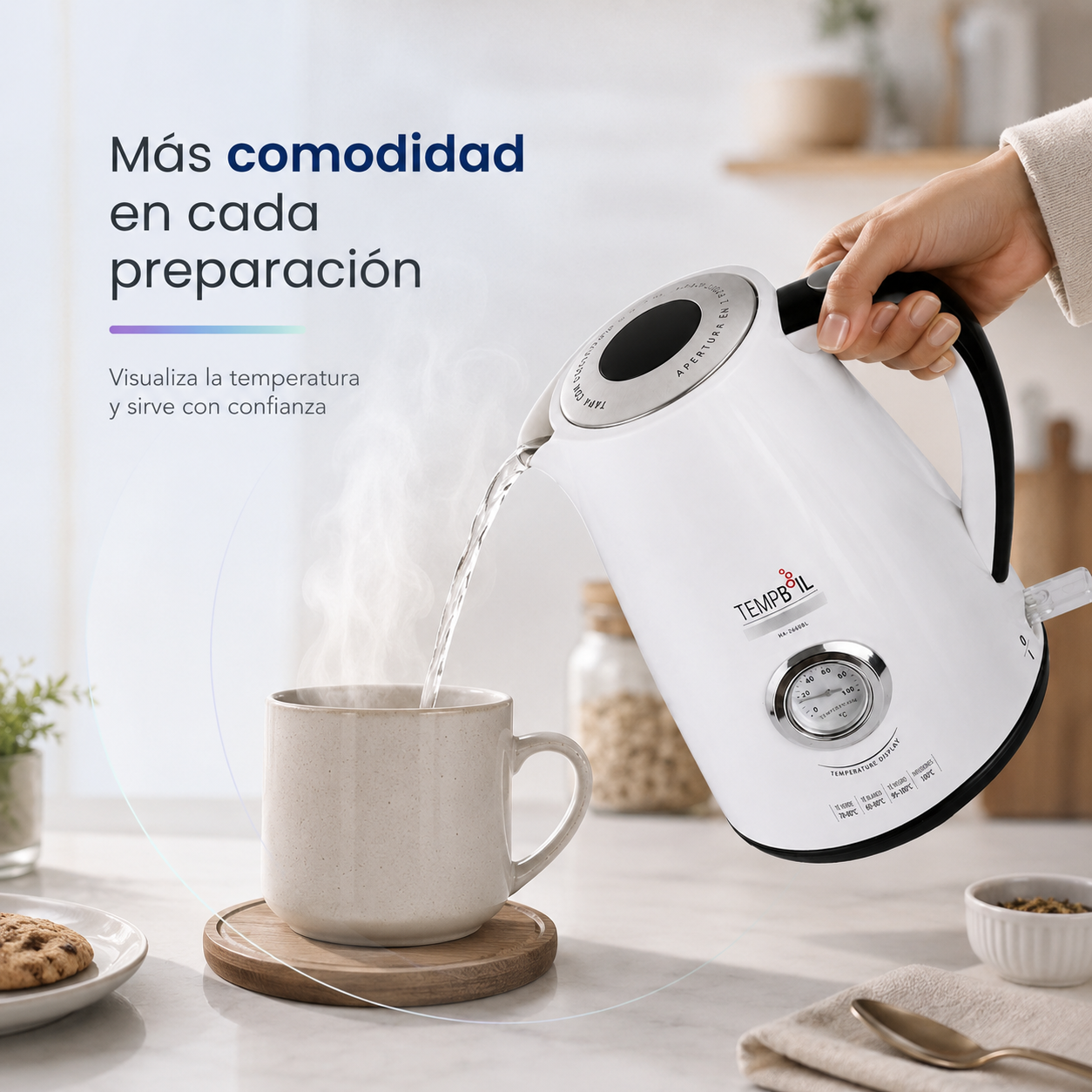 Hervidor Eléctrico Sindelen HA-2660BL 1,7 Litros con Termómetro Blanco