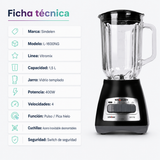Licuadora Sindelen L-1600NG Vitromix 1,5L con Jarro de Vidrio