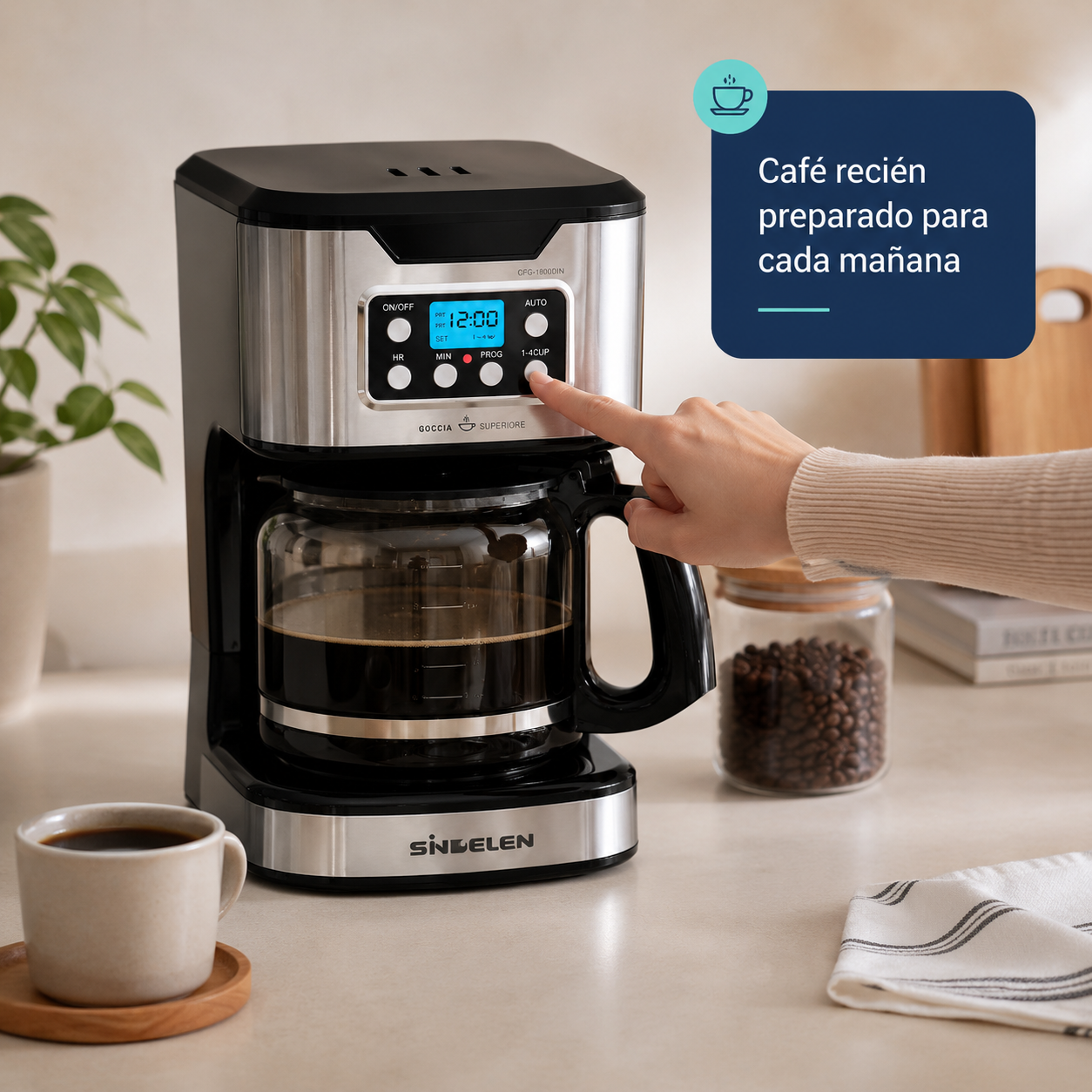 Cafetera por Goteo Sindelen Goccia Superiore CFG-1800DIN 1,8L