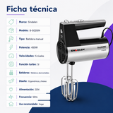 Batidora Manual Sindelen B-5020IN 450W con 5 Velocidades y Función Turbo