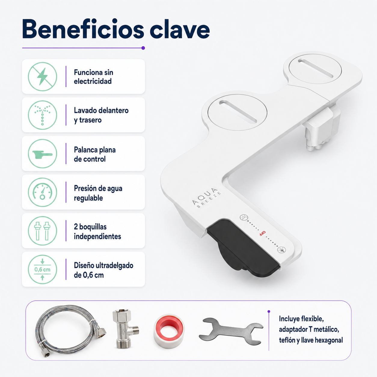 Bidet AquaBreeze Tokio para WC Con Palanca
