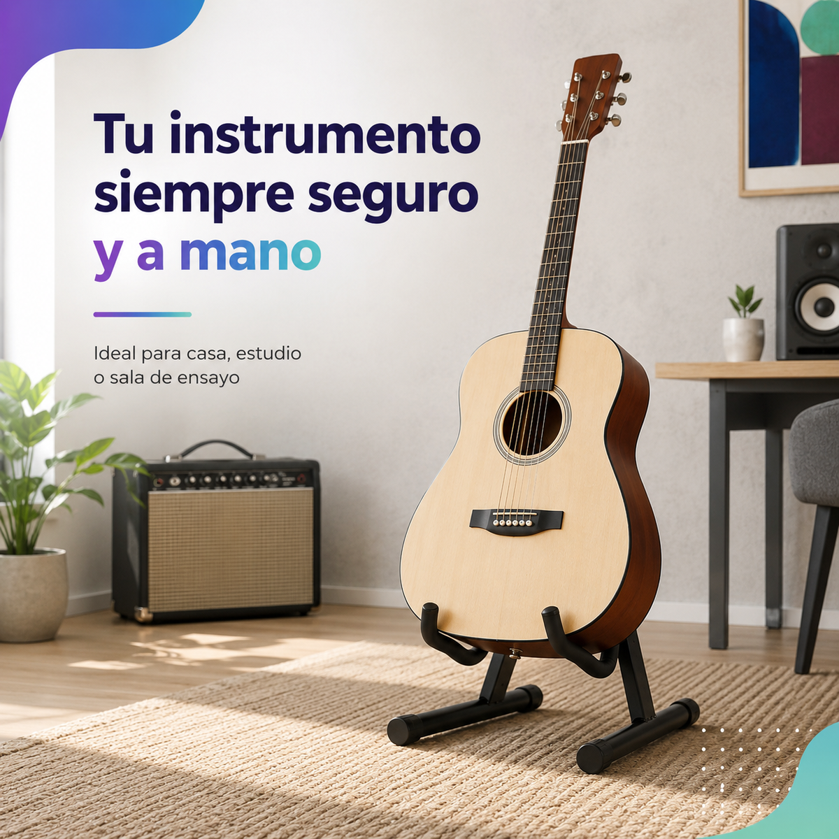 Atril Retráctil KYRAMUSIC KGS-001 Soporte para Guitarra Bajo y Ukelele