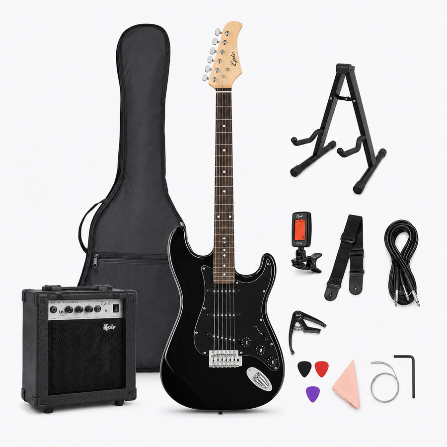 Guitarra Eléctrica Epic 39” con Amplificador 10W y Accesorios  | Negra