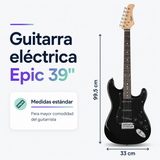 Guitarra Eléctrica Epic 39” con Amplificador 10W y Accesorios  | Negra