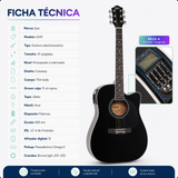 Guitarra Electroacústica Epic EA41 41” Thin Body con EQ y Afinador | Negra