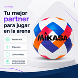 Balón de Vóleibol Playa Mikasa Beach Classic N°5 Blanco Azul Rosado