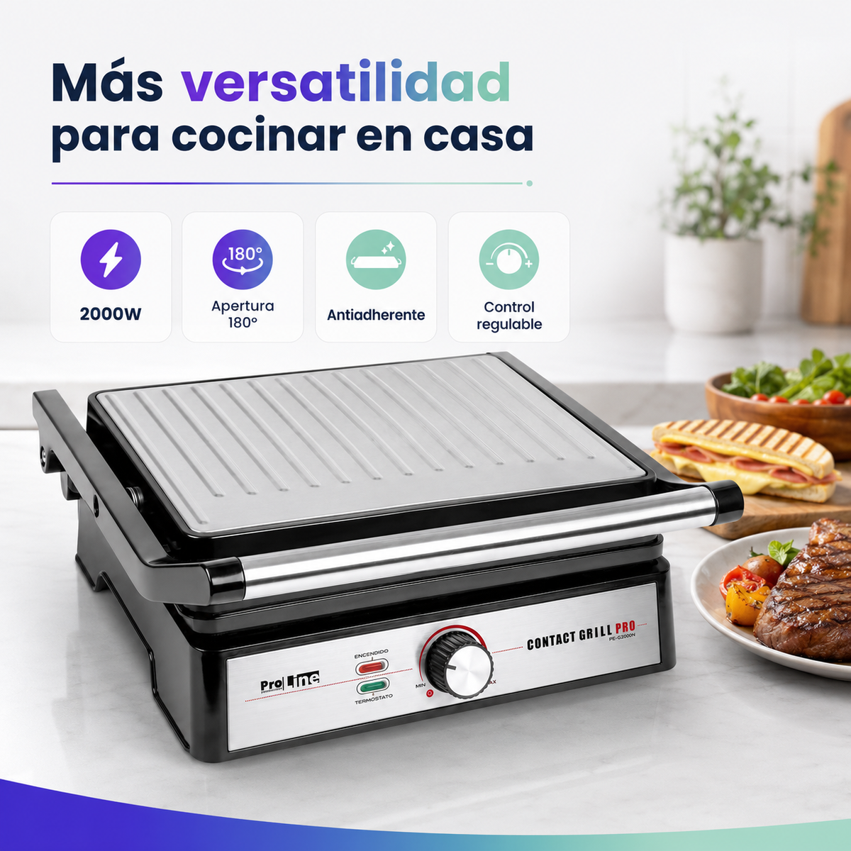 Parrilla Eléctrica Sindelen PE-5500IN Contact Grill Pro 2000W