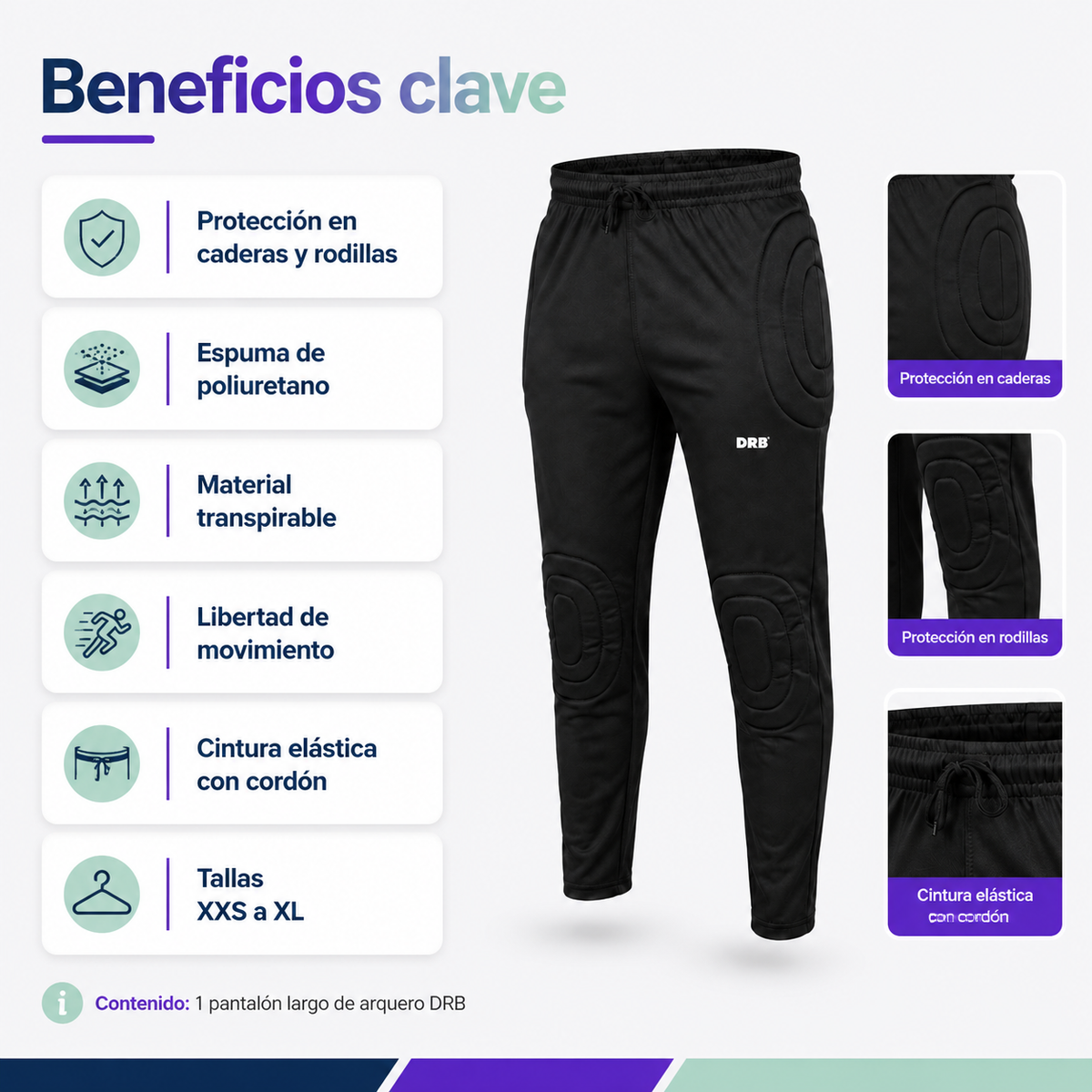Pantalon de Arquero DRB Largo con Protección para Adultos y Niños
