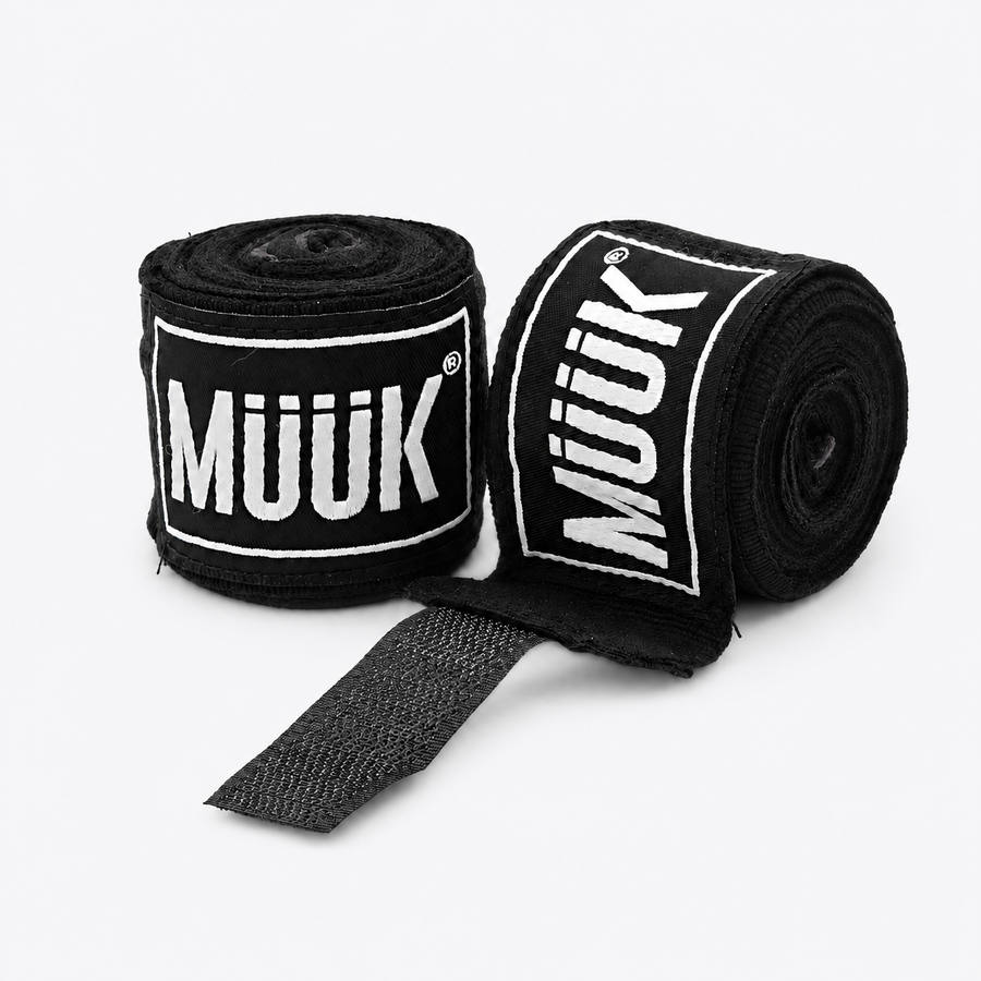 Pack Vendas de Boxeo Muuk Super Flexibles 4,5 m con Velcro | Negro