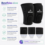 Rodillera de Vóleibol Mikasa Junior Uní-Talla Negra con Protección de Rótula
