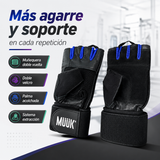 Guantes Fitness Muuk para Pesas con Muñequera y Doble Velcro Negro/Azul