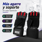 Guantes Fitness Muuk para Pesas con Muñequera y Doble Velcro Negro/Rojo