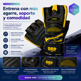 Guantes Fitness DRB Tiger Profesionales con Cuero y Muñequera | Amarillo