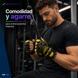Guantes Fitness DRB Tiger Profesionales con Cuero y Muñequera | Amarillo