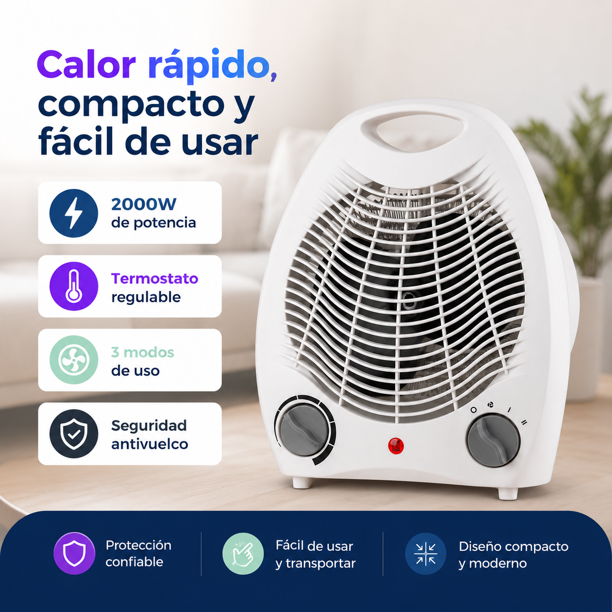 Termoventilador Kendal FH 103 T-S 2000W con Termostato