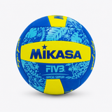 Balón de Vóleibol Playa Mikasa Good Vibes BV354TV N°5 Con Malla y Aguja | Azul/ Amarillo