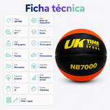 Balón de Básquetbol UKTIME N°7 NB7000 de Goma con Malla y Aguja
