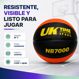Balón de Básquetbol UKTIME N°7 NB7000 de Goma con Malla y Aguja