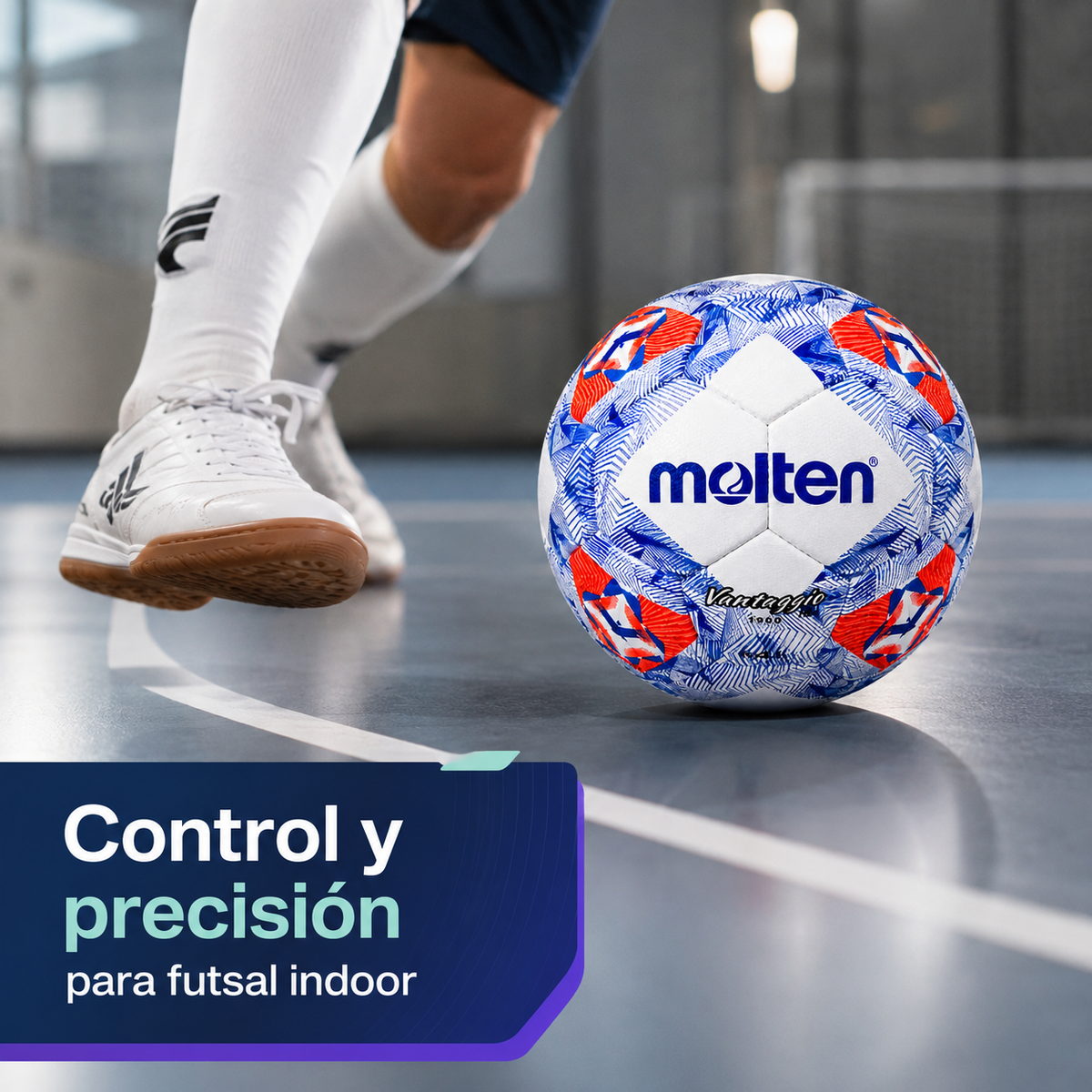 Balón Futsal Molten Vantaggio 1900 N°4 con Malla y Aguja