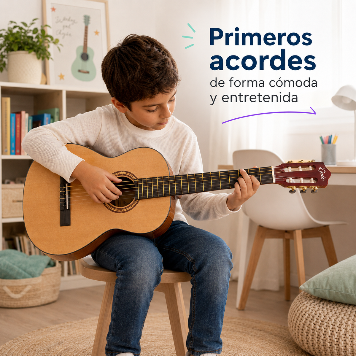 Guitarra Clásica Infantil Epic 30” con Funda, Afinador y Púa | Natural