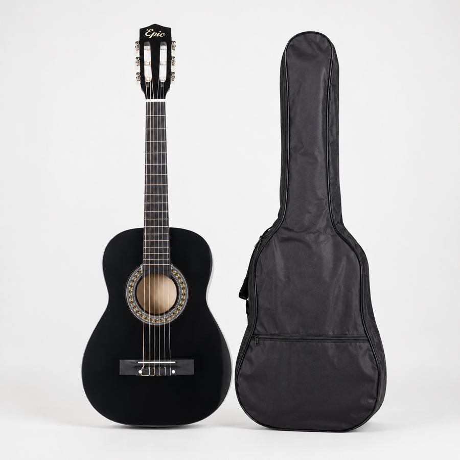 Guitarra Clásica Infantil Epic 30” con Funda, Afinador y Púa | Negro