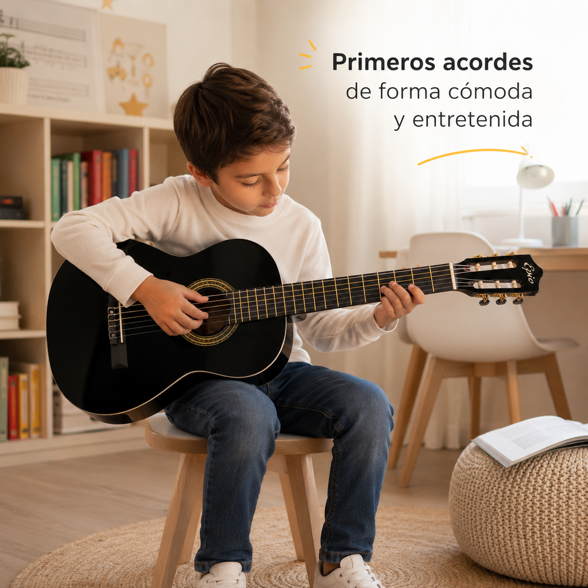 Guitarra Clásica Infantil Epic 30” con Funda, Afinador y Púa | Negro