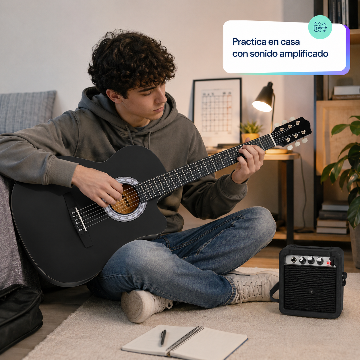 Guitarra Electroacústica Epic 38” Negra con Amplificador 5W