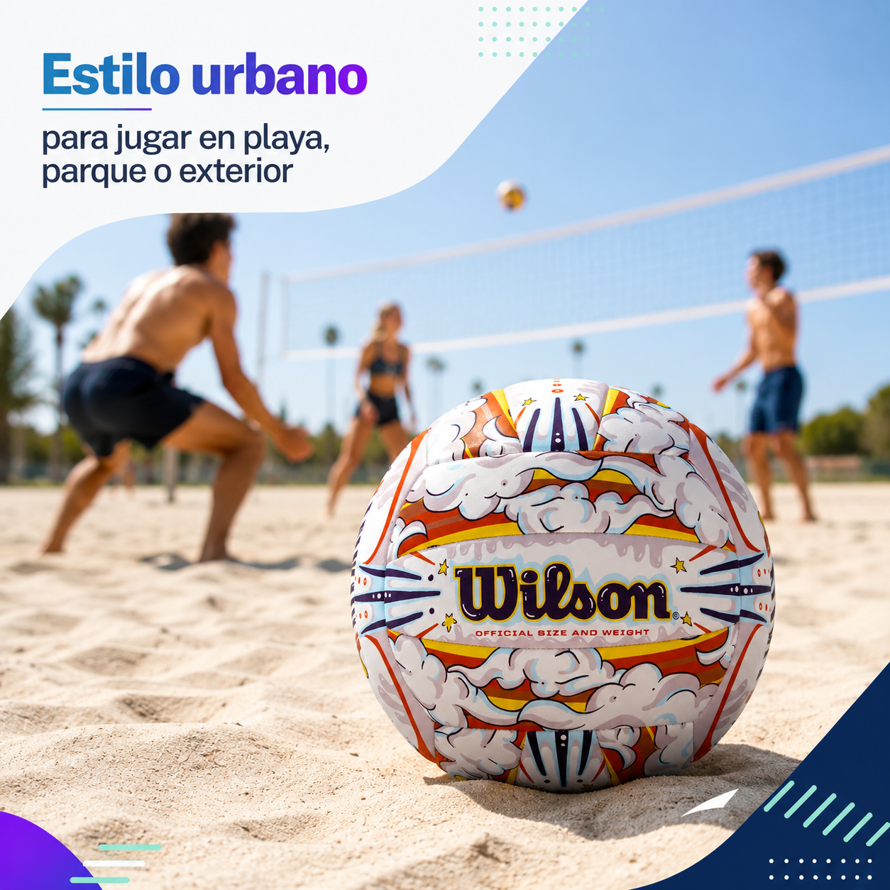Balón de Vóleibol Wilson Graffiti Peace N°5 para Playa y Exterior Con Malla y Aguja