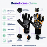 Guantes de Arquero Train TRIFÓN Látex Alemán 4mm con Férulas Extraíbles | Negro