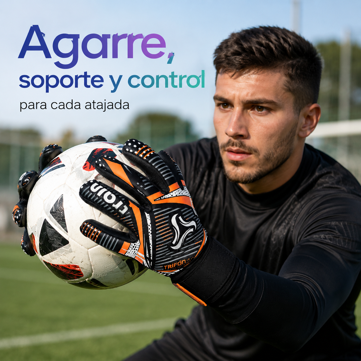 Guantes de Arquero Train TRIFÓN Látex Alemán 4mm con Férulas Extraíbles | Negro