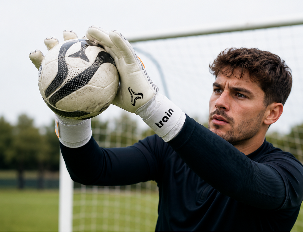 Guantes de Arquero Train TRIFÓN Látex Alemán 4mm con Férulas Extraíbles | Blanco