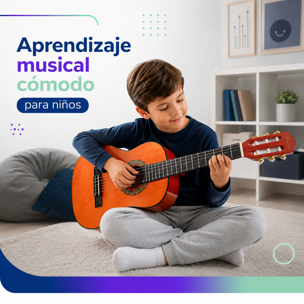 Guitarra Acústica Infantil Mercury MCG34 34” Natural con Funda