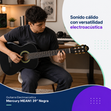 Guitarra Electroacústica Mercury MEAN1 39” Negra con EQ 3 Bandas