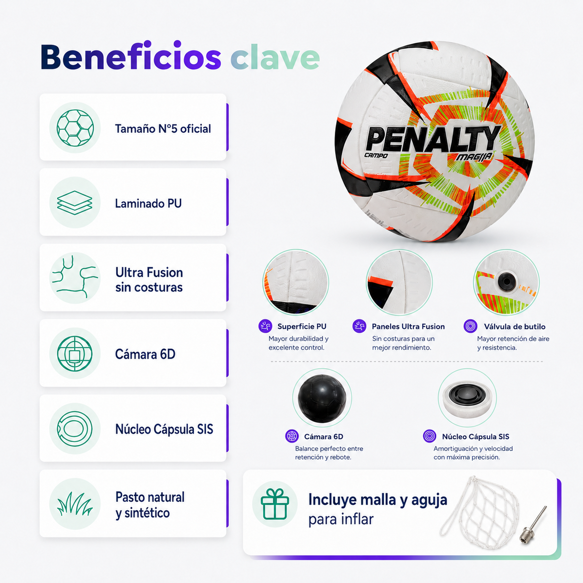 Balón de Fútbol Penalty Magia R2 XXVI N°5 Ultra Fusion PU