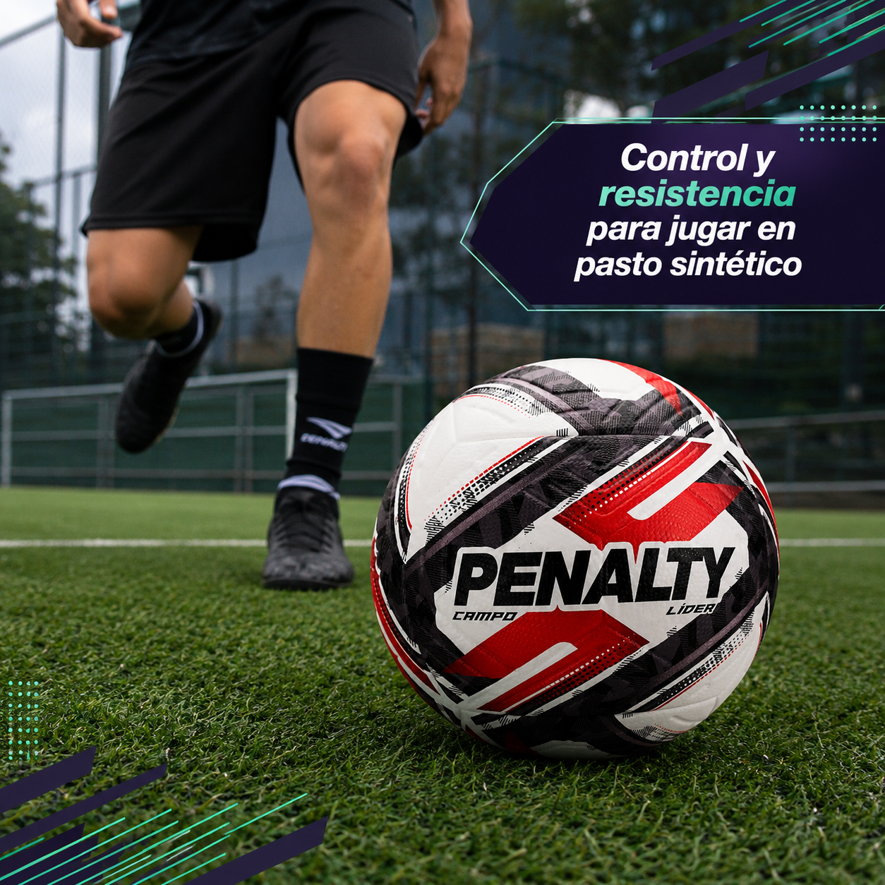 Balón de Fútbol Campo Penalty Líder XXVI N°5 Ultra Fusion | Negro/Rojo