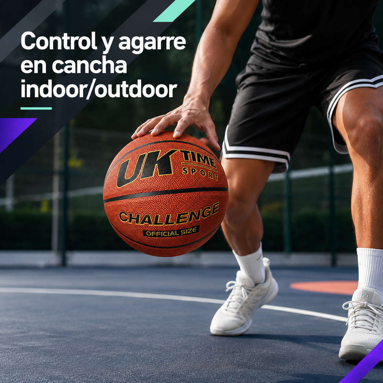 Pelota de Básquetbol UKTime Challenge N°7 PU con Malla y Aguja