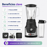 Licuadora Sindelen L-27000IN 800W con Jarro de Vidrio y Vaso 500 ml