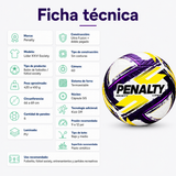 Balón de Futbolito Society Penalty Líder XXVI Ultra Fusion PU | Morado/Amarillo