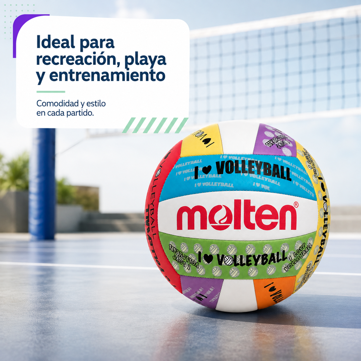 Balón de Vóleibol Molten Love-Volley N°5 con Malla y Aguja