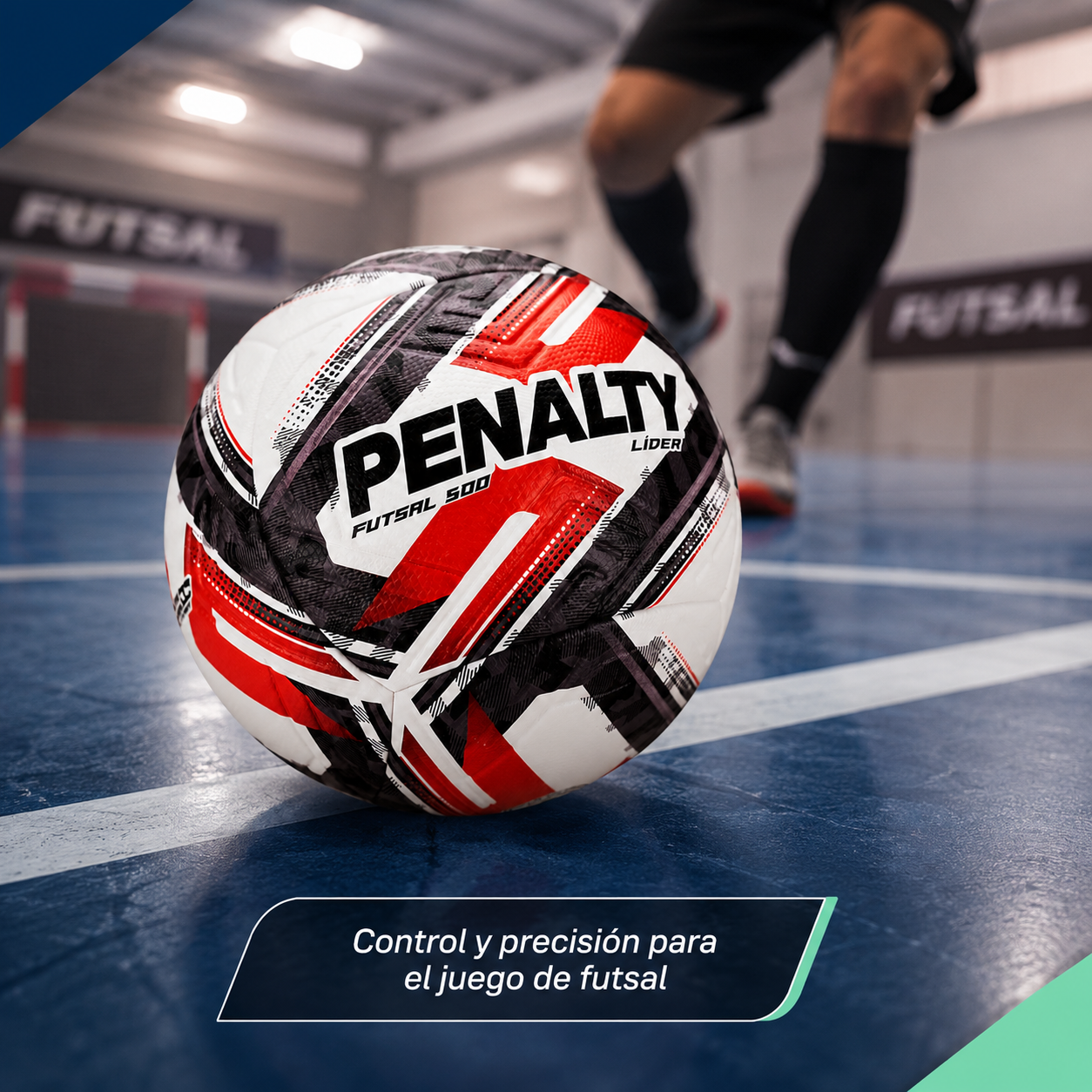Balón de Futsal Penalty Líder XXVI Ultra Fusion PU | Negro Rojo